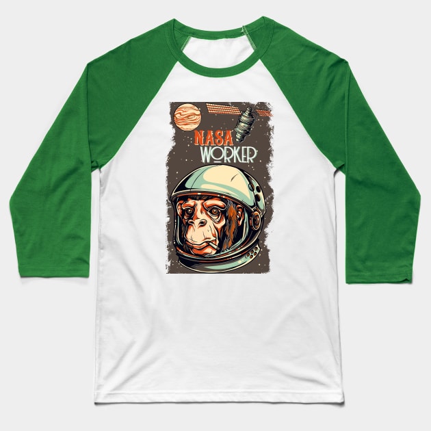 The Monkey Astronaut Baseball T-Shirt by Pittura